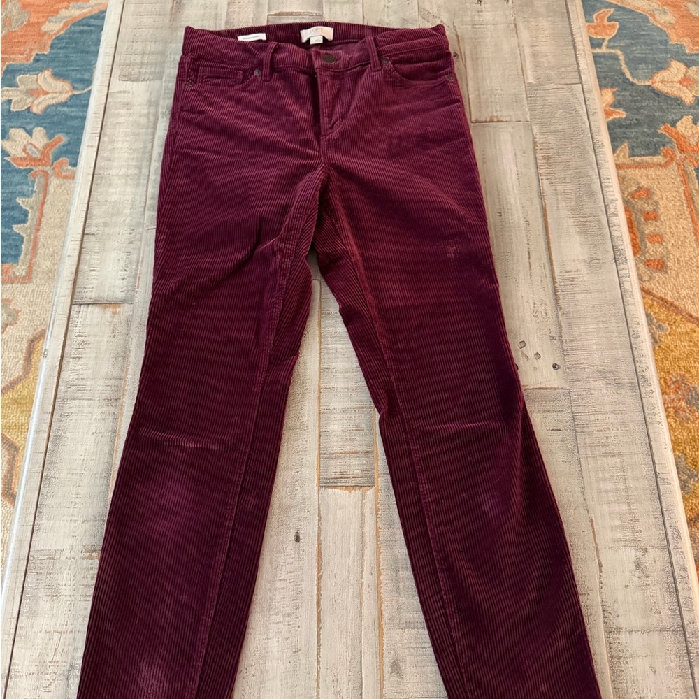 LOFT Burgundy/Maroon Corduroy Trousers - Modern Skinny
